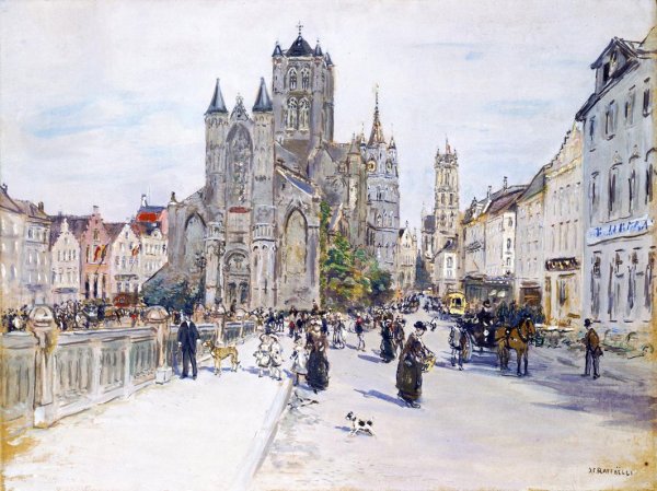 Main Product Photo of View of Ghent Painting by Jean-Francois Raffaelli