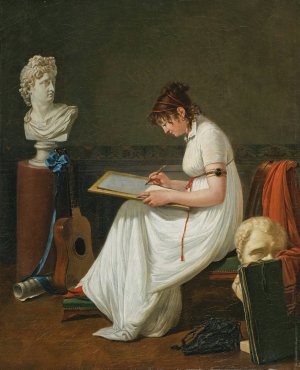 Portrait D'Une Artiste Dessinant D'Apres Une Antiquite by Jean Francois Sablet Oil Painting