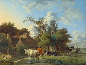 Landscape by Jean Francois Valois Oil Painting