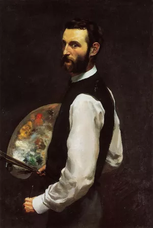 Self Portrait with Palette by Frederic Bazille - Oil Painting Reproduction