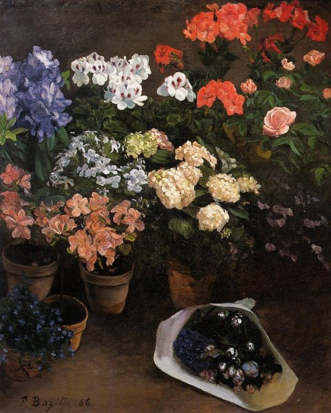 Study of Flowers by Frederic Bazille - Hand-Painted Oil Painting Reproduction