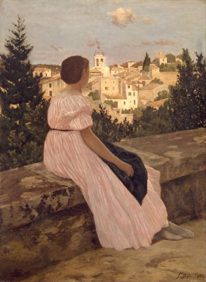 The Pink Dress by Frederic Bazille Oil Painting