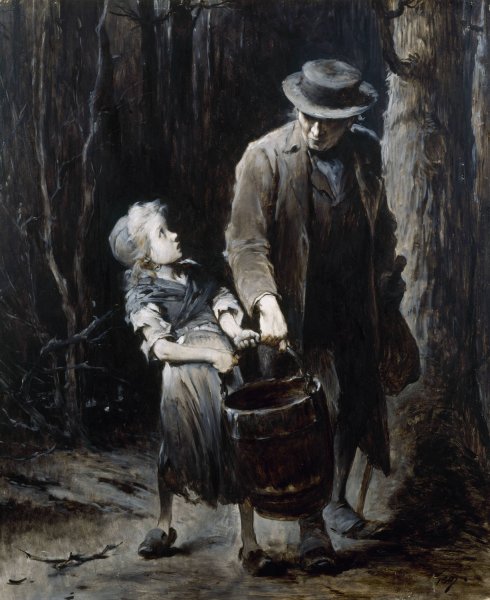 Main Product Photo of Jean Valjean et Cosette  Painting by Jean Geoffroy