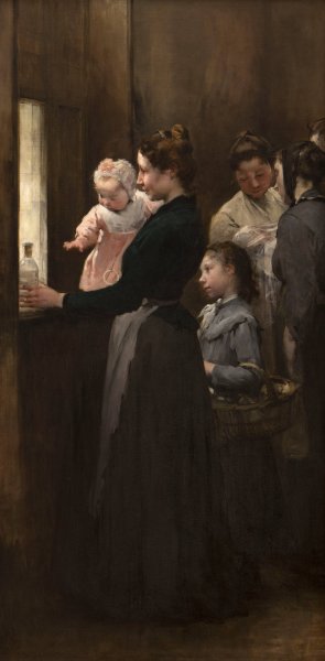 L'Ouvre de la goutte de lait au dispensaire de Belleville 2 by Jean Geoffroy Oil Painting