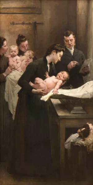 L'Ouvre de la goutte de lait au dispensaire de Belleville by Jean Geoffroy Oil Painting