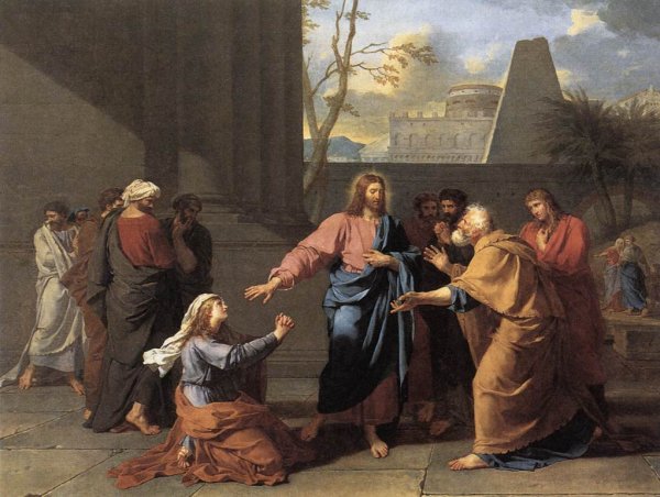 The Woman of Canaan at the Feet of Christ by Jean-Germain Drouais - Hand-Painted Oil Painting Reproduction