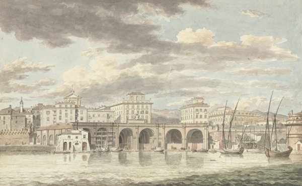 De haven van Civitavecchia  by Jean Grandjean - Hand-Painted Oil Painting Reproduction