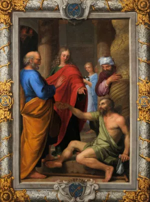 La guerison du paralytique par saint Pierre et saint Jean Oil painting by Jean Helart
