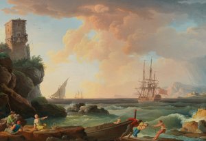 Harbour Scene by Jean Henry D'Arles Oil Painting