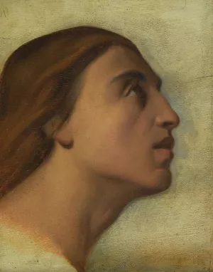 A Study Of The Head Of Saint John The Evangelist In Profile by Jean-Hippolyte Flandrin Oil Painting