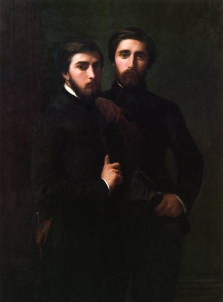 Main Product Photo of Double Portrait of the d'Assy Brothers Painting by Jean Hippolyte Flandrin
