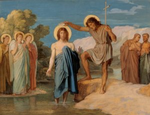 Le bapteme du Christ by Jean-Hippolyte Flandrin Oil Painting