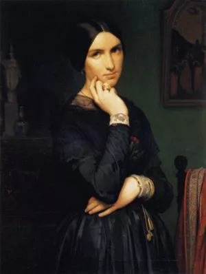 Portrait of Madame Flandrin by Jean Hippolyte Flandrin - Oil Painting Reproduction