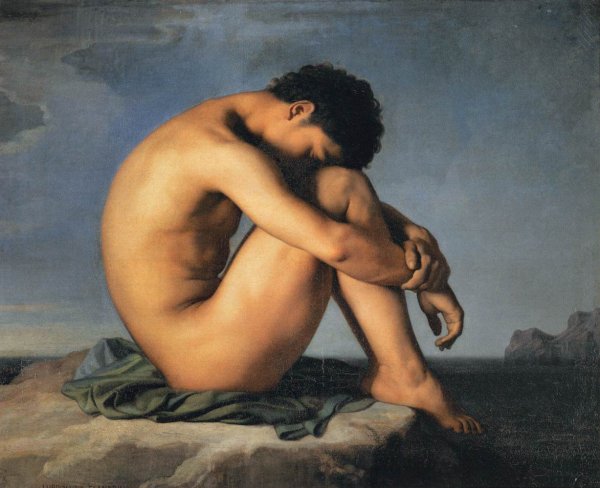 Main Product Photo of Young Man by the Sea Painting by Jean Hippolyte Flandrin