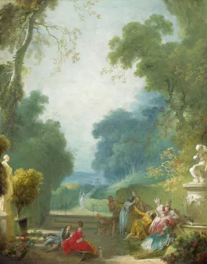 A Game of Hot Cockles by Jean-Honore Fragonard Oil Painting