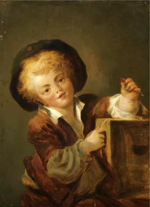 A Little Boy with a Curiosity by Jean-Honore Fragonard - Oil Painting Reproduction