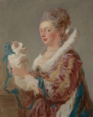 A Woman with a Dog by Jean-Honore Fragonard Oil Painting