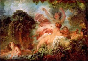Bathing Girls by Jean-Honore Fragonard Oil Painting