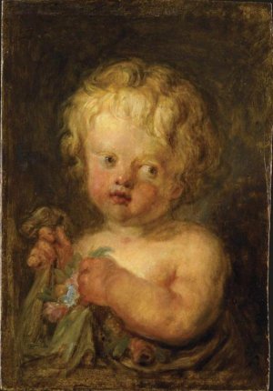 Child with Flowers by Jean-Honore Fragonard Oil Painting