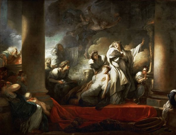 Main Product Photo of Coresus Sacrificing Himself To Save Callirhoe  Painting by Jean-Honore Fragonard