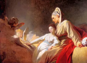 Education of the Virgin by Jean-Honore Fragonard - Oil Painting Reproduction