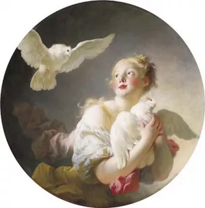Girl Holding a Dove by Jean-Honore Fragonard - Oil Painting Reproduction