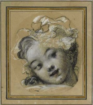 Head of a Young Girl with an Hat by Jean-Honore Fragonard Oil Painting