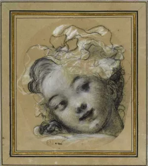 Head of a Young Girl with an Hat by Jean-Honore Fragonard Oil Painting