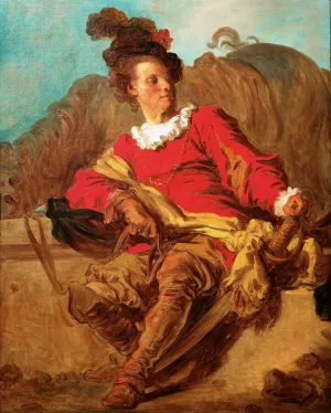 Jean-Claude Richard, Abbot of Saint-Non, Dressed 'a l'Espagnole' painting by Jean-Honore Fragonard