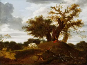 Landscape with a Boy by a Pond by Jean-Honore Fragonard Oil Painting