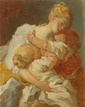 Les Baisers Maternels by Jean-Honore Fragonard Oil Painting