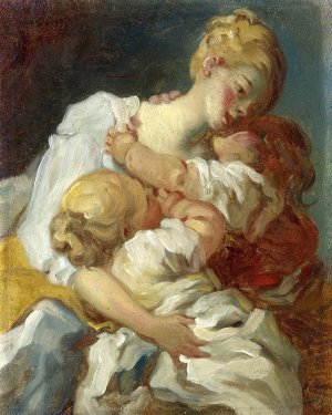 Mother Kiss Oil painting by Jean-Honore Fragonard