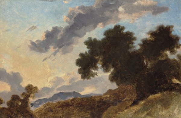Mountain Landscape at Sunset  by Jean-Honore Fragonard - Hand-Painted Oil Painting Reproduction