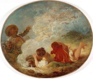 Perrette et le pot au lait by Jean-Honore Fragonard Oil Painting