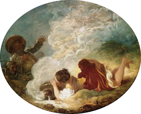Perrette et le Pot au Lait by Jean-Honore Fragonard - Hand-Painted Oil Painting Reproduction