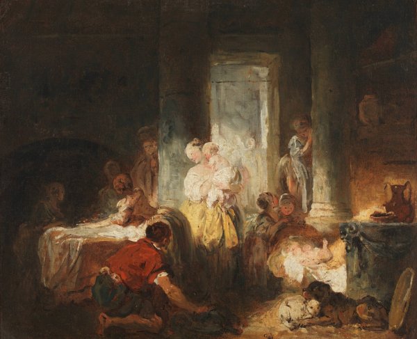 Roman Interior  by Jean-Honore Fragonard - Hand-Painted Oil Painting Reproduction