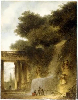 The Cascade painting by Jean-Honore Fragonard