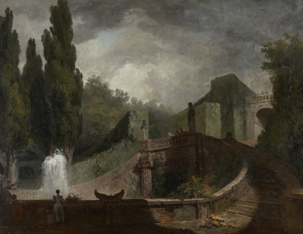 Main Product Photo of The Grand Staircase of the Villa d'Este at Tivoli  Painting by Jean-Honore Fragonard
