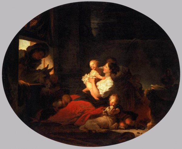 The Happy Family by Jean-Honore Fragonard - Hand-Painted Oil Painting Reproduction