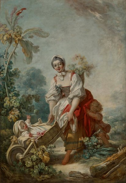 The Joys of Motherhood  by Jean-Honore Fragonard - Hand-Painted Oil Painting Reproduction