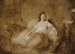 Young Lady Wearing A Negligee In An Interior by Jean-Honore Fragonard Oil Painting