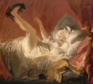 Young Woman Playing with a Dog by Jean-Honore Fragonard - Oil Painting Reproduction