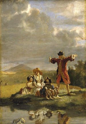 Voltaire Narrating a Fable by Jean Huber Oil Painting