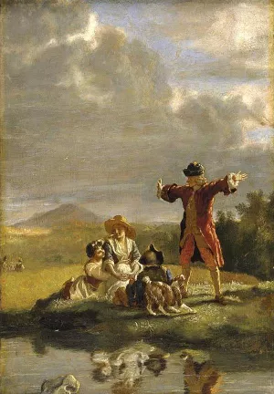 Voltaire Narrating a Fable by Jean Huber Oil Painting