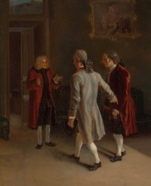 Voltaire Welcoming His Guests Oil painting by Jean Huber