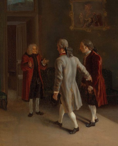 Voltaire Welcoming His Guests by Jean Huber - Hand-Painted Oil Painting Reproduction