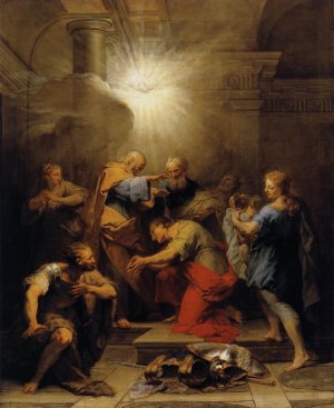 Ananias Restoring the Sight of St Paul by Jean Restout II Oil Painting