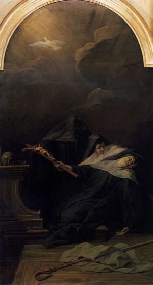 The Death of St Scholastica Oil painting by Jean Restout II