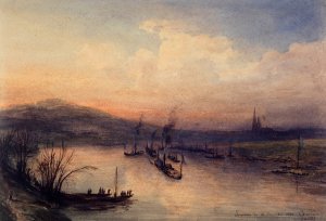 Le retour des cendres de Napoleon Ier, 1840, la Seine pres de Saint-Denis by Jean-Jacques Champin Oil Painting