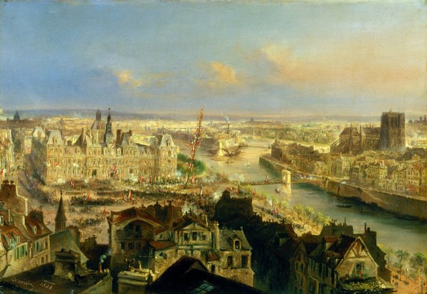 Main Product Photo of Plantation d'un arbre de la Liberte, devant l'hotel de Ville, le 24 mars 1848  Painting by Jean-Jacques Champin
